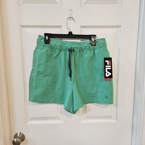 NWT Fila Green "Ready Set Cardio" Shorts Womens Large Athletic Drawstring
